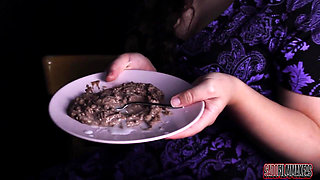 Chewing Her Brownie and Cumming on It