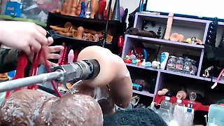 Gaping ass fetish toying from clit pumped anal booty slut