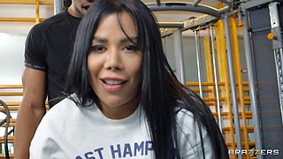 Latin Beauty gets fucked in the gym