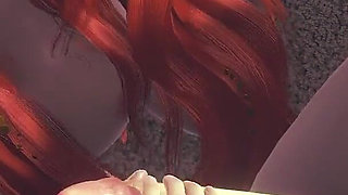 Red Head Ariella Oral Sex Blowjob and Cumshot - Sexy Anime Girl Sucks Cock in Honey Select 2 3D Animation Hentai