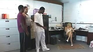 Alicia Rhodes very hot blonde secretary fucked by her black boss and 2 others