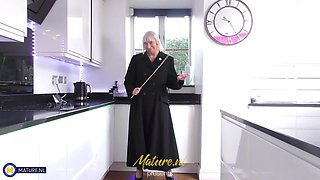 Tall Blonde Housewife Barby Is A Naughty Mature Nympho That Loves To Play With Her Natural Big Boobs