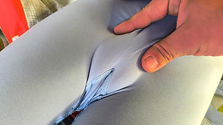 The step brother dared to touch my virgin pussy! Follows the contour of my pussy in leggings