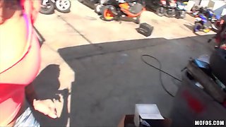 Chesty tattooed perv taylor skye disrobes and fucks in public
