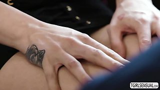 Gorgeous shemale Casey Kisses fornicateed by a hard male pole