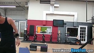 Reality teenie facial cumshot gym