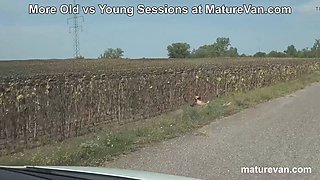 Agnes blonde, the horny cougar, leaves after a wild fuck in the MatureVan