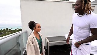 Petite Babe Blows Black Monster Cock