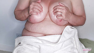 Big 42GG Tits Swinging In Your Face (homemade mature bbw_wife)