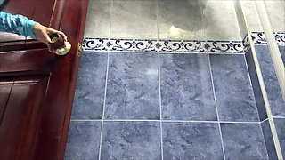 Stepmom Records Herself Pissing in a Bathroom in the Room