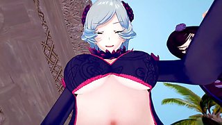 Futa Freya and Futa Elsa switch up the take in this wild animated romp