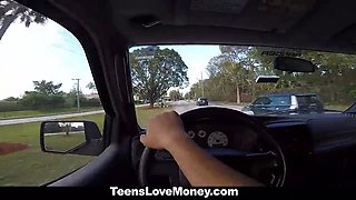 Teenslovemoney - huge titted beauty (Ashley Adams) gets towed, fucked and paid!