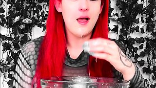 Amateur redhead masturbates then gives a blowjob