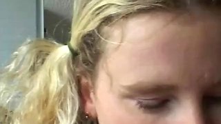 Horny amateur teen girlfriend sucks and fucks in a car and at home