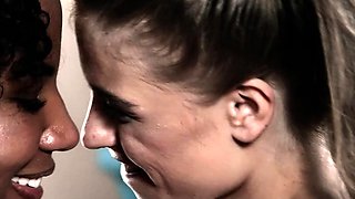 Erotic teen lesbians having a hot bath and fucking with lust