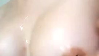 Glamour babe with big boobs masturbates in lingerie