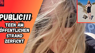 Teen Slut Public Doggy Fucked on the Beach!
