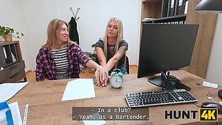 Zlata Shine gets a job by fucking her GF while her cuckold husband watches in HD