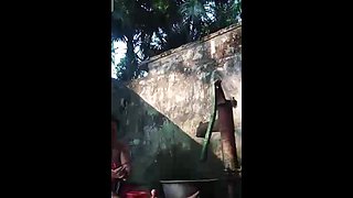 Indian telugu Village aunty natural bathing saggy boobs