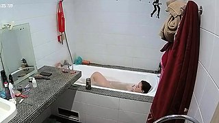 Sexy black amateur caught taking a shower on hidden cam