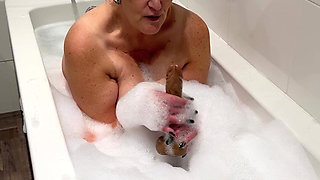 Your Best Friends Stepmom in the Bath Boobs Pussy and a Dildo Blow Job
