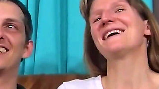 Ugly mature couple fucking sucking...cum on tits