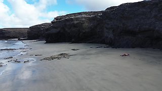 Sensual Nude Beach Goddess Captured by Drone - Ultimate Aerial Beauty