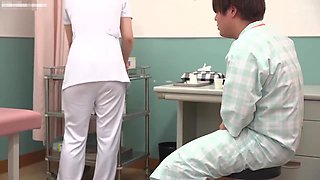 B4H1806-A lewd nurse collects sperm for testing with a blow job