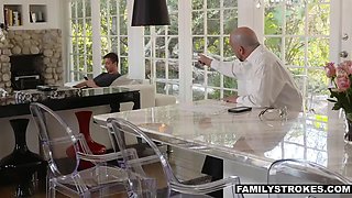 Son-in-law gobbles and fucks his hot stepmother