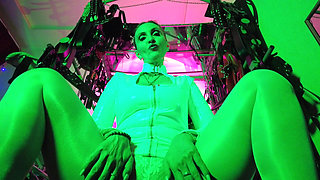 Dominatrix Eva Latex Solo Facesitting Femdom Panties Big Ass MILF BDSM Fetish Hot Heels Gonzo White Pvc Dress
