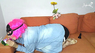 Tonight, it's just me, my big tits, and my playful pussy mask