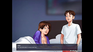 SUMMERTIME SAGA I made my best friend to squirt and then. Fucked my stepmom