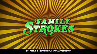 Familystrokes - blondie teenie (Chanel Shortcake) gets caught by stepgrandpa and sucks his dick