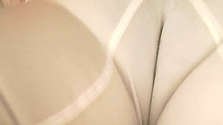 The Line of the MILF's Vagina Is Marked in Her Panties