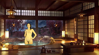 Bathroom Piss Punishment. Naked reading. Japanese bath.