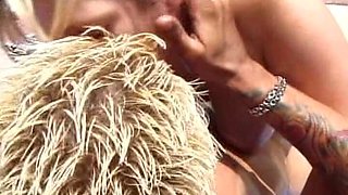 Busty Oiled MILF Fucked by the Pool