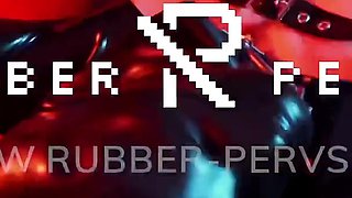 E-play for the Rubberslave in Bodybag and Heavy Rubber Mask