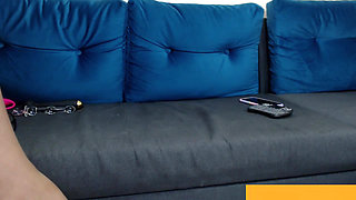 Stepdaughter spreads her legs and sticks her fingers in