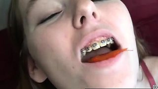 Pretty hungry girl swallows innocent fish - Vore