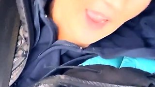 Busty curly brunette with big boobs fucks on couch