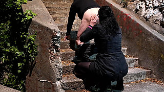 Hot MILF Licking My Ass Outdoor in Public Rimmjob