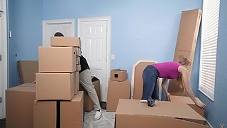 Charming teen and MILF 3way horny sex scene