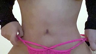 Glamour babe with big boobs masturbates in lingerie
