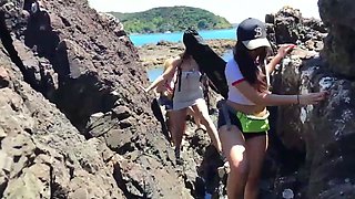 Bunch of hot sluts gathering in the beach