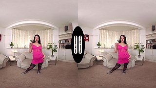 Kelsey Pink Party Dress with Black Stockings & Special Treat - 8K VR