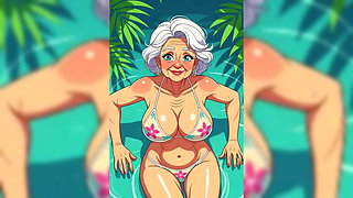 Flirty Animated Grandma in Bikini