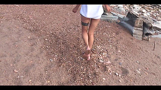 Babe Public Blowjob on Beach - Cum Swallow