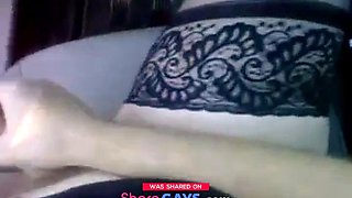 Crossdresser bear jerking off outdoors in nylons