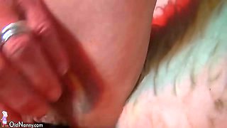 Granny Shares Big Double Dildo with Female Friend