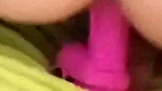 Horny MILF Fucks Pussy with Big Dildo Orgasms in Sexy Pantyhose